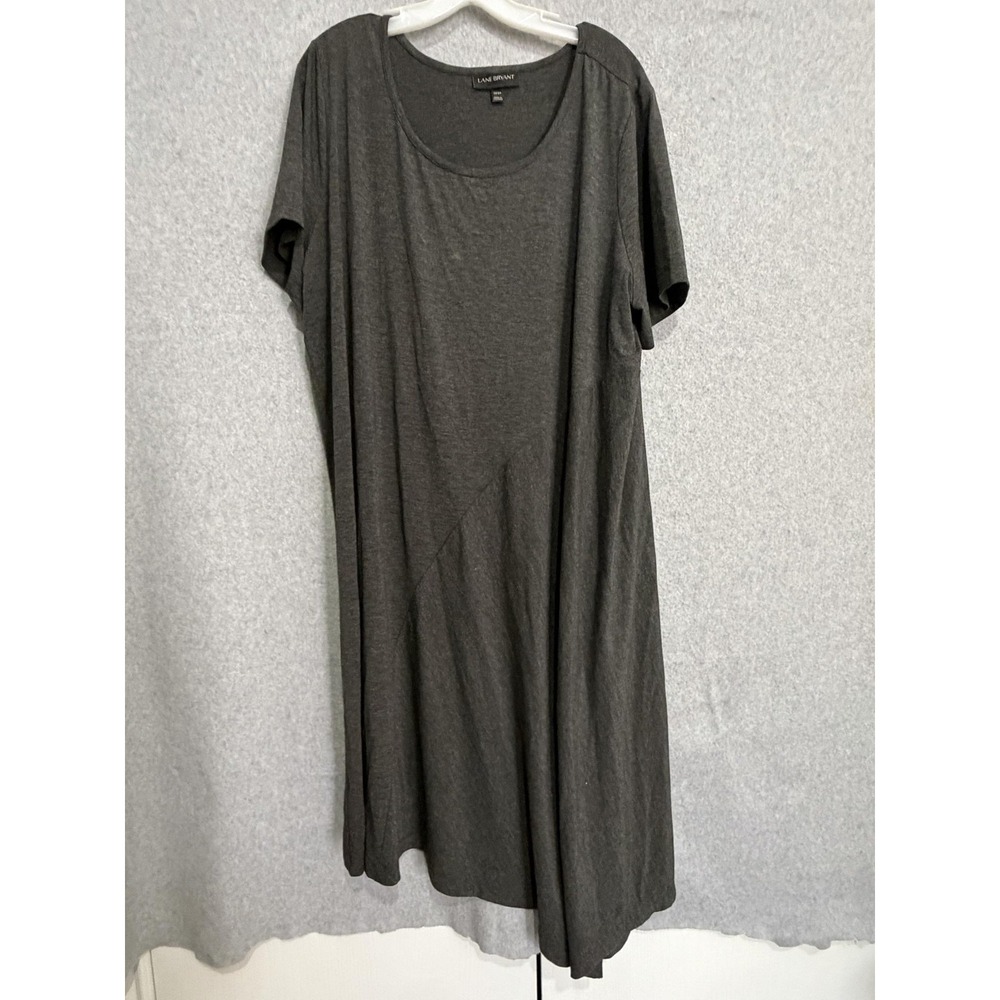 Lane Bryant Dress Womens 22/24 Plus Gray Jersey T Shirt Swing Trapeze Midi